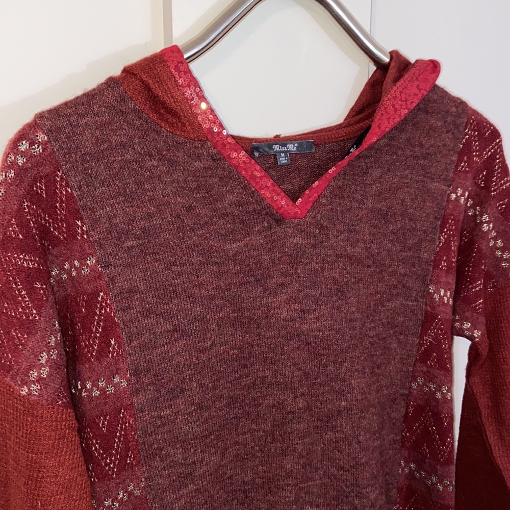 Miss Me Burgundy Hooded Sweatshirt - Picture 2 of 5